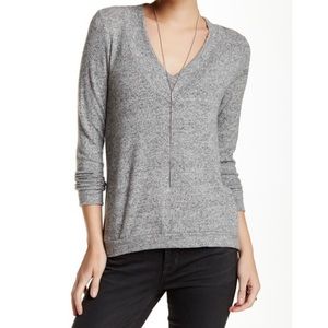 Harlowe & Graham Plus Size V-Neck Sweater-Gray